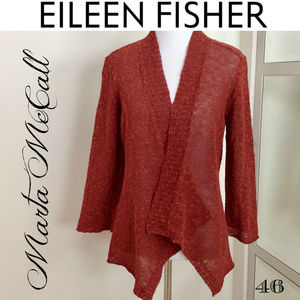 EILEEN FISHER Marled Rust Loose Knit Linen Jacket
